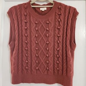 Women's Cable Knit Sleveless Sweater - Dark Rose